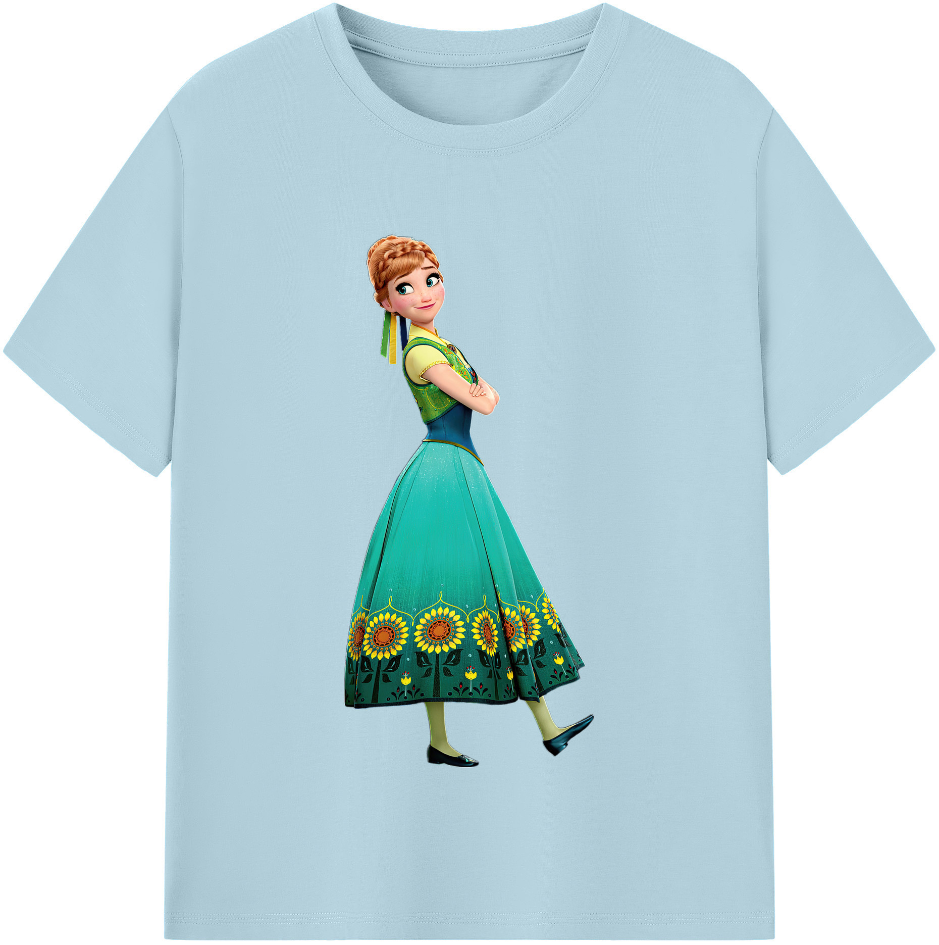 （画像用） アナと雪の女王 アンナ エルサ Frozen Anna Elsa 綿100％半袖Tシャツ（フロントプリント）